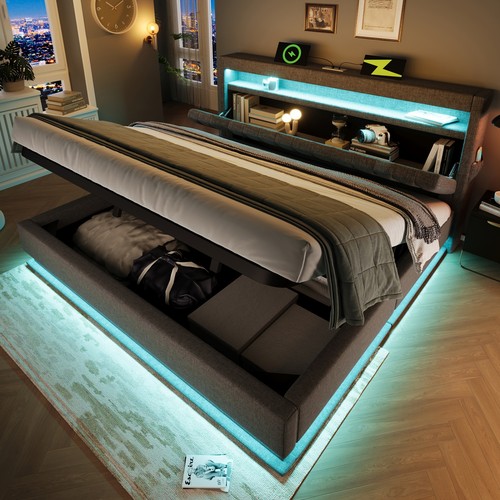 Double upholstered ottoman bed - double,